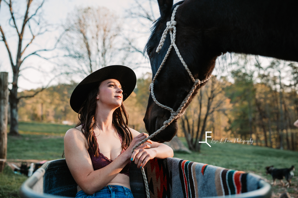 Laze L Farm Photography | Beth Dutton Water Trough | facing the horse