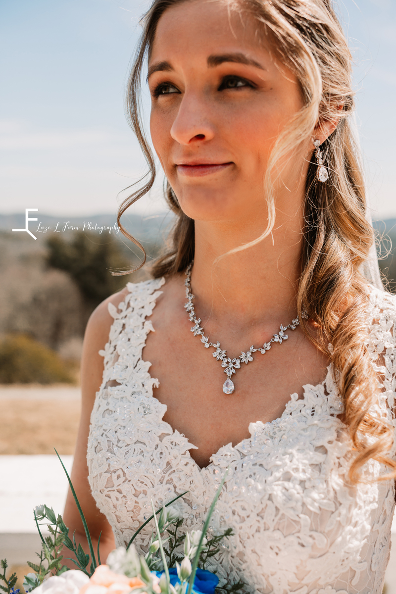 Laze L Farm Photography | Bridal Pictures | Moses Cone - Blowing Rock NC | detail shot of necklace