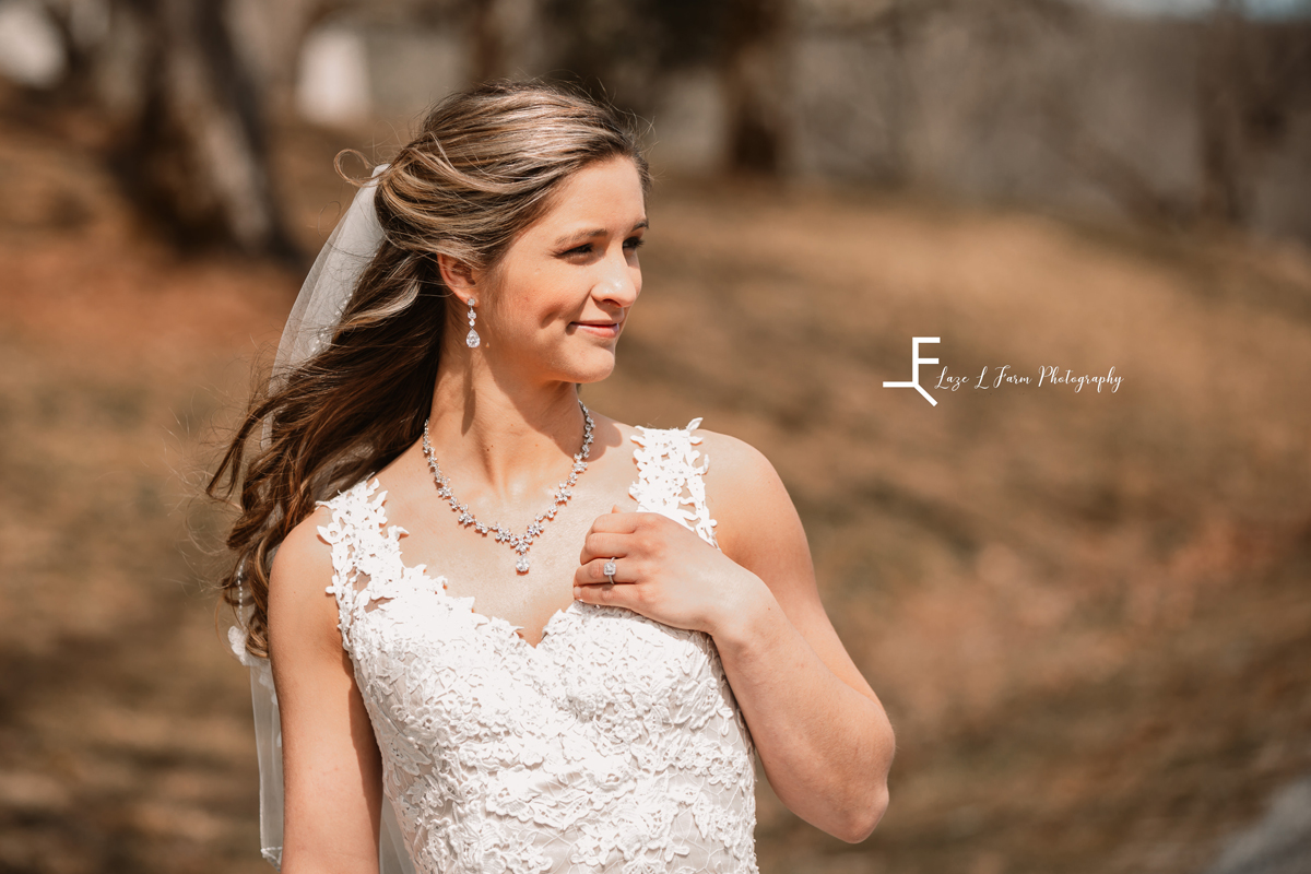 Laze L Farm Photography | Bridal Pictures | Moses Cone - Blowing Rock NC | candid of bride looking away
