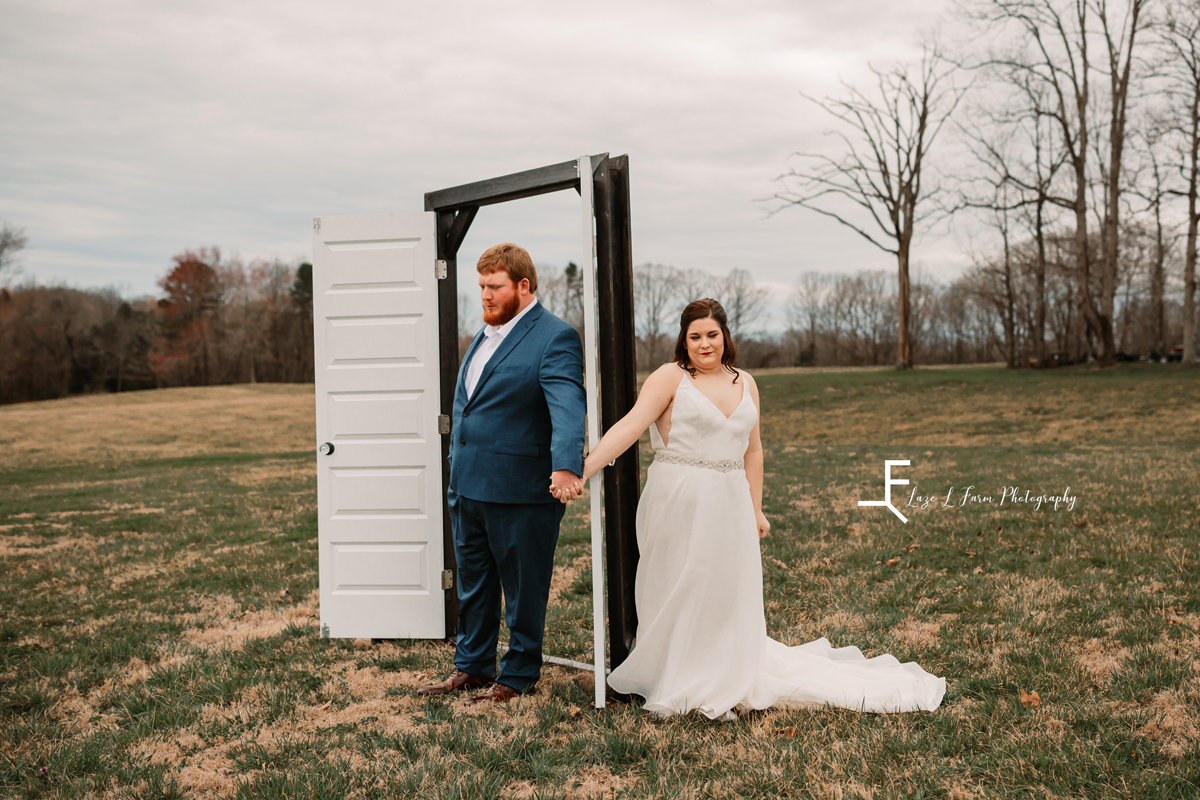 Laze L Farm Photography | Wedding | The Emerald Hill - Hiddenite NC | bride and groom before the first look