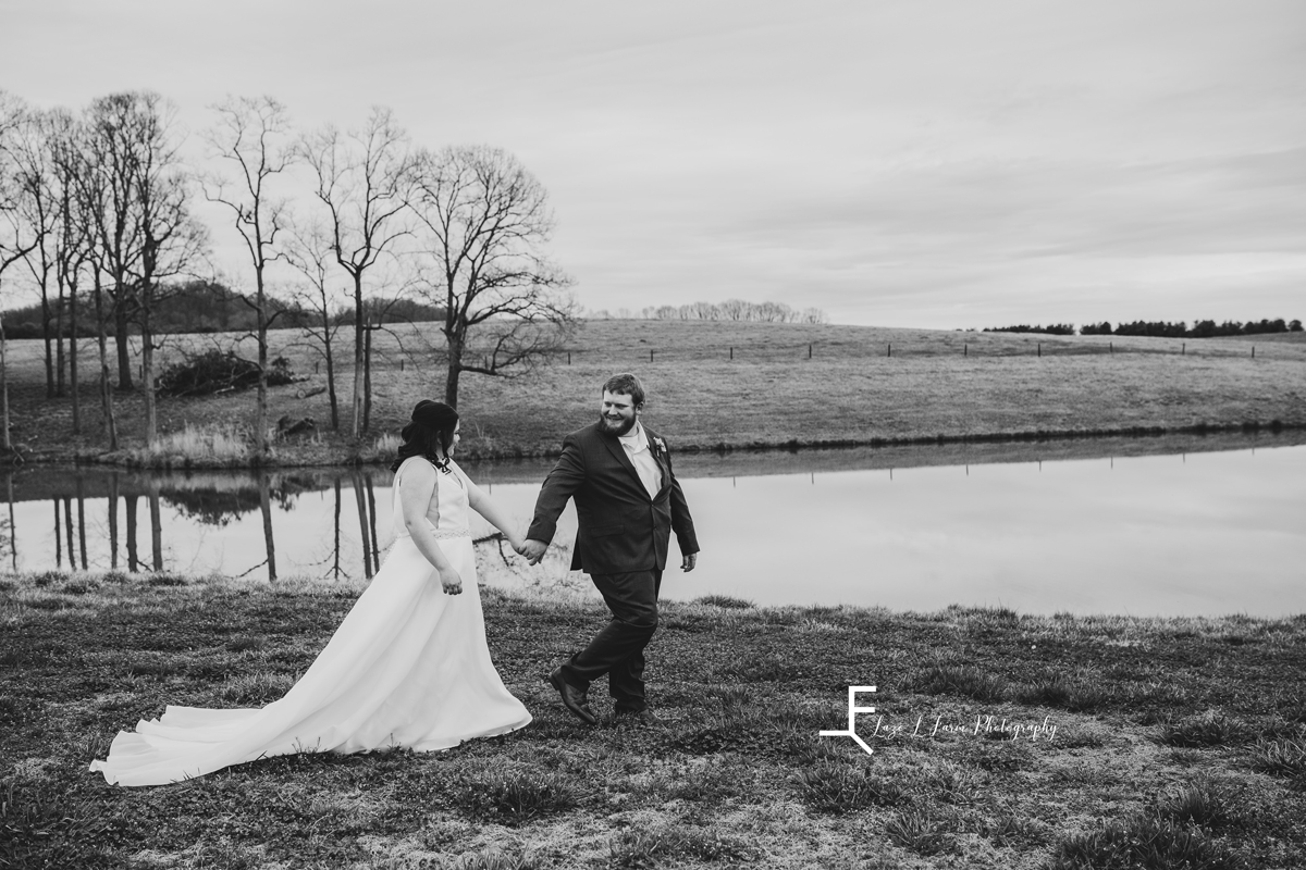 Laze L Farm Photography | Wedding | The Emerald Hill - Hiddenite NC | bride and groom walking together