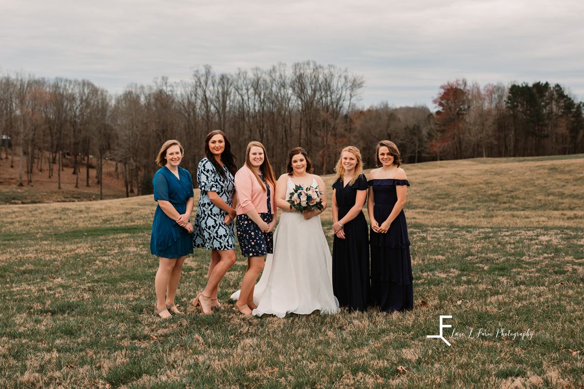 Laze L Farm Photography | Wedding | The Emerald Hill - Hiddenite NC | bride and bridesmaids