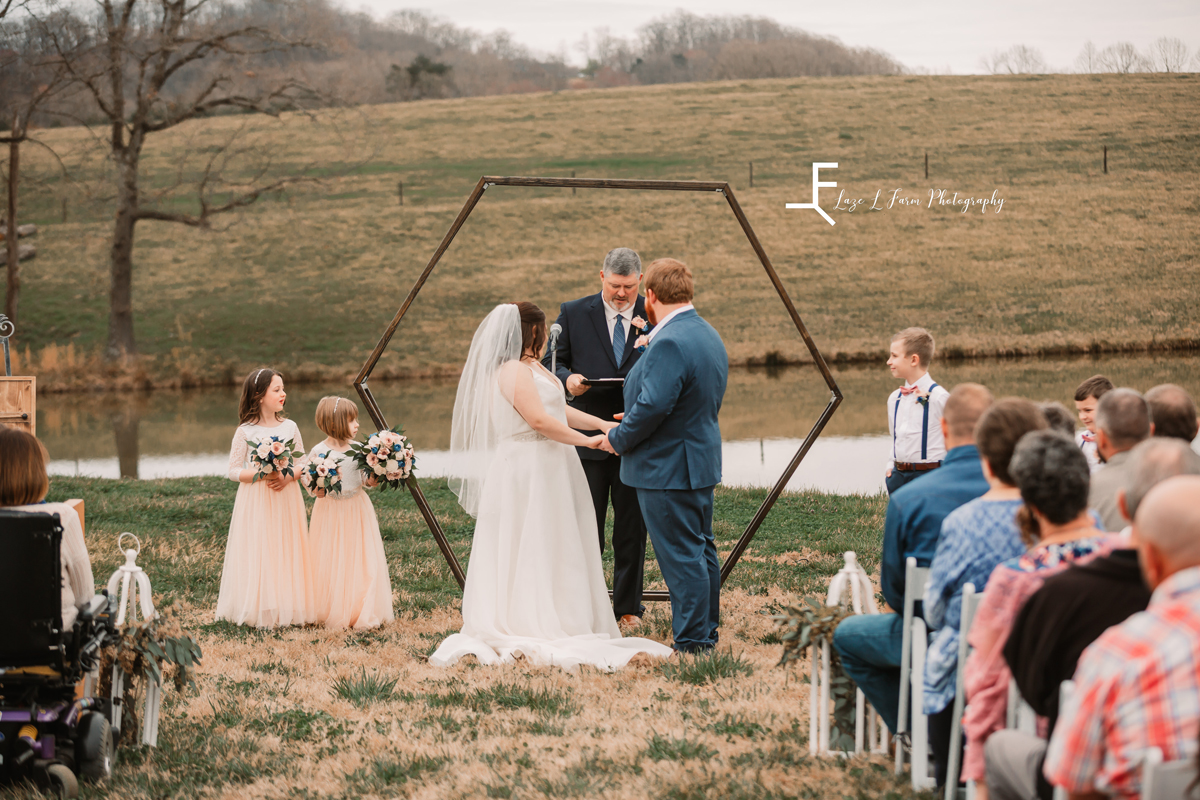 Laze L Farm Photography | Wedding | The Emerald Hill - Hiddenite NC | bride and groom at alter