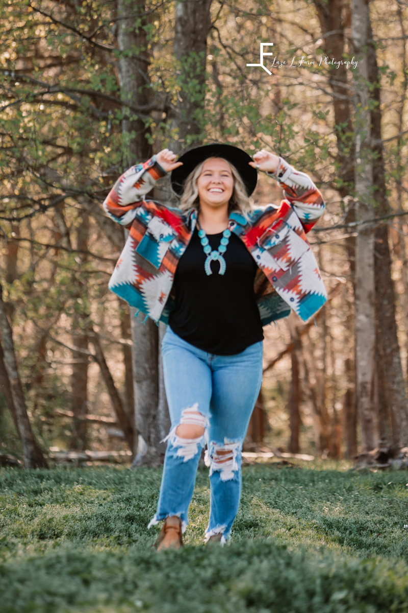 Laze L Farm Photography |Senior Pictures | Taylorsville NC | walking in the woods
