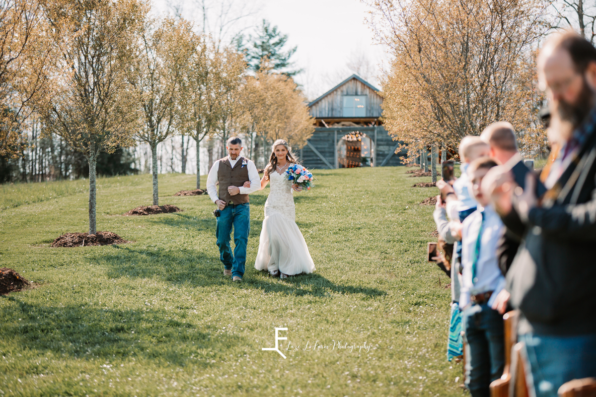 Laze L Farm Photography | Wedding | Amity Creek Farms - Granite Falls NC | bride walking down the aisle