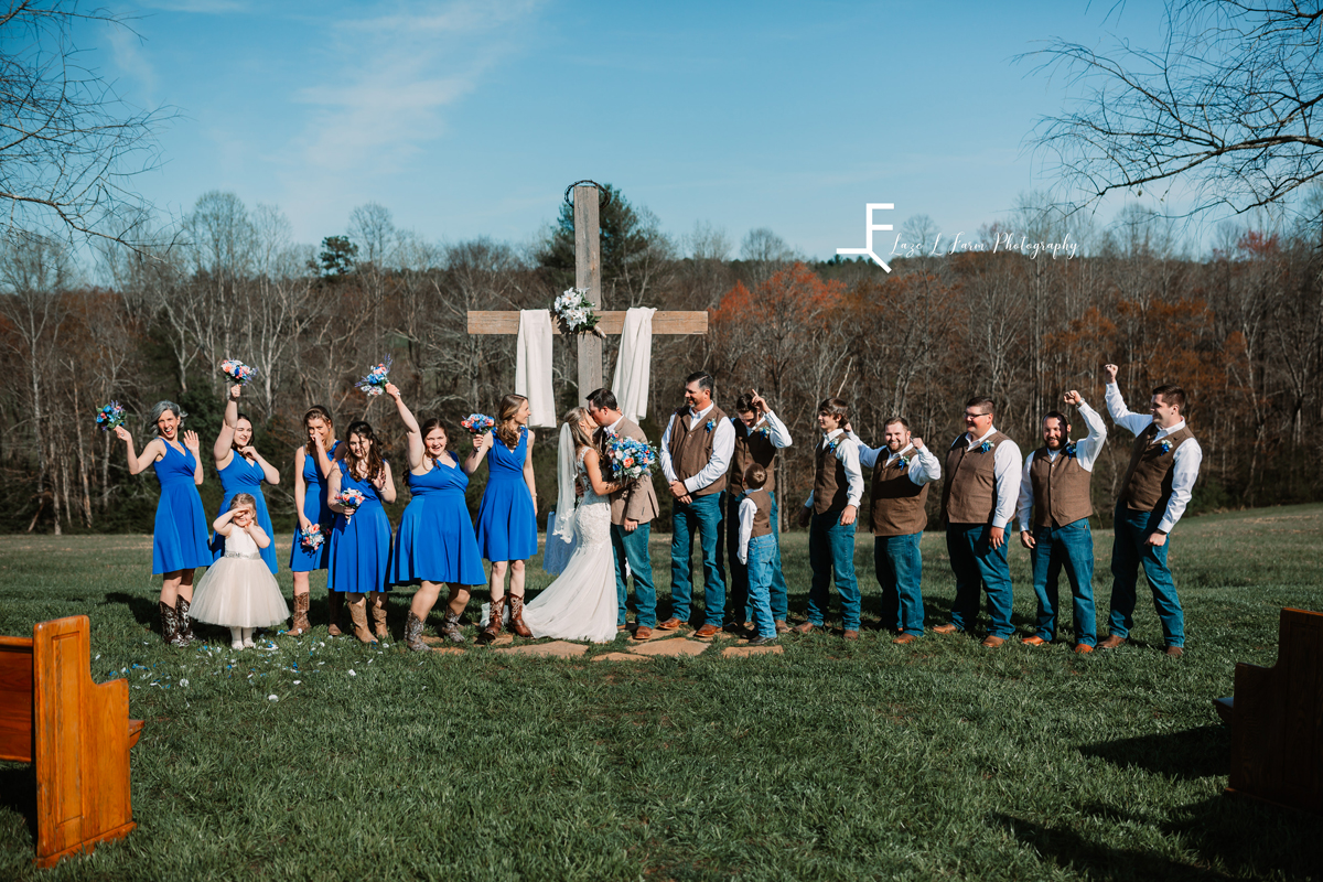 Laze L Farm Photography | Wedding | Amity Creek Farms - Granite Falls NC | bridal party at the alter