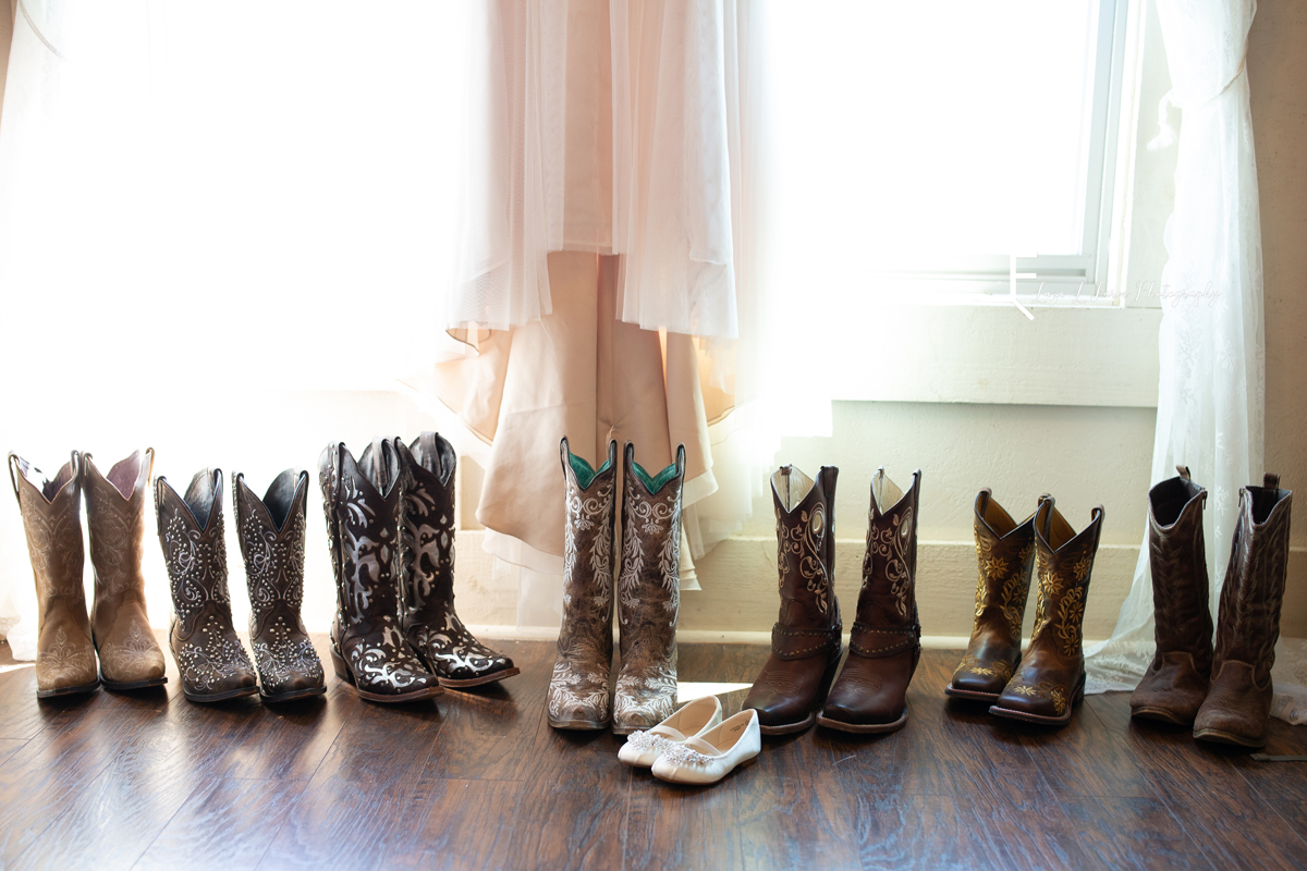 Laze L Farm Photography | Wedding | Amity Creek Farms - Granite Falls NC | cowgirl boots detail