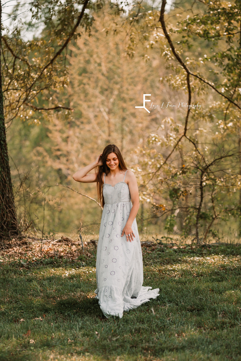 Laze L Farm Photography | Fairytale Dress Photoshoot | Taylorsville NC | candid walking towards the camera