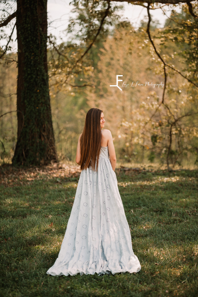 Laze L Farm Photography | Fairytale Dress Photoshoot | Taylorsville NC | shot of the back of the dress