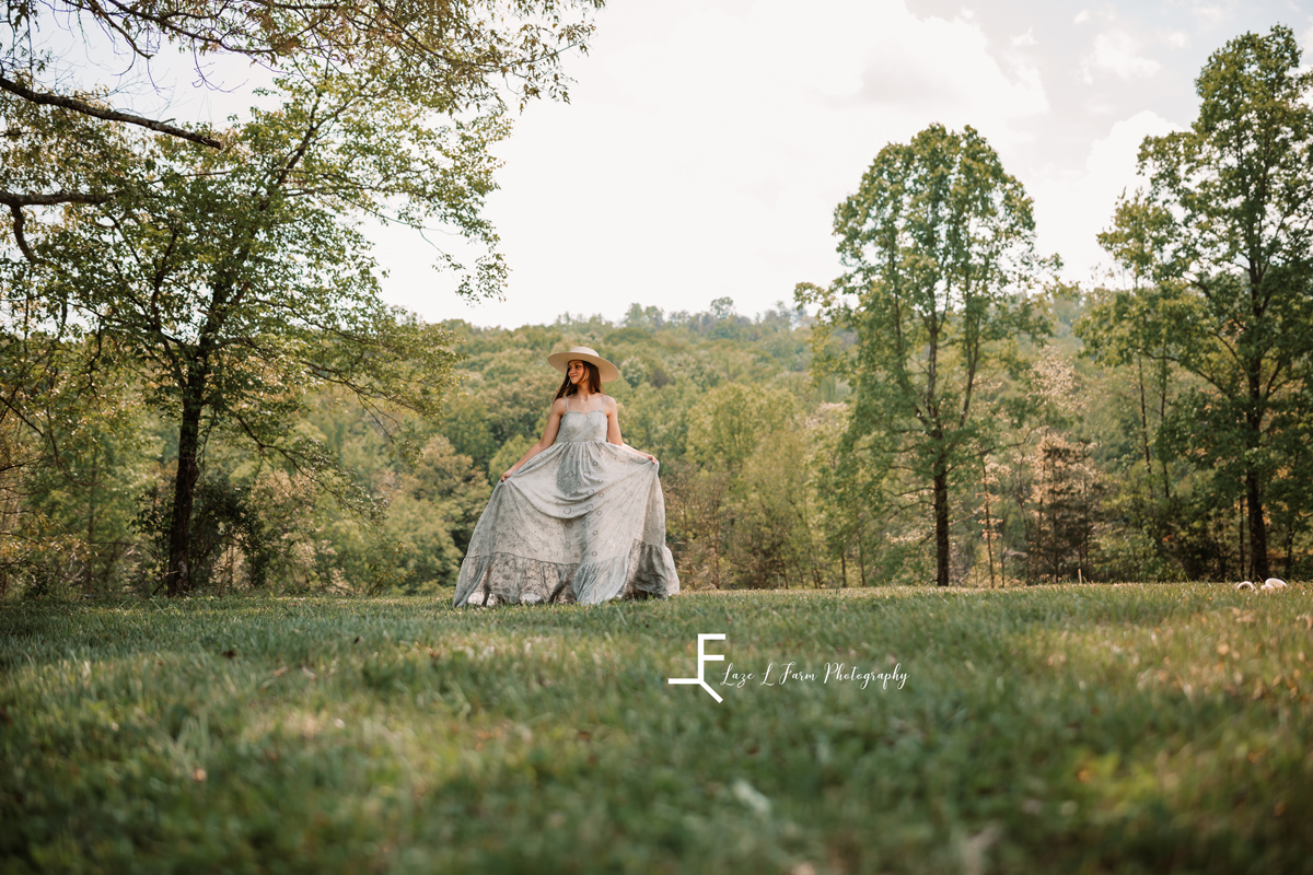 Laze L Farm Photography | Fairytale Dress Photoshoot | Taylorsville NC | walking in the field