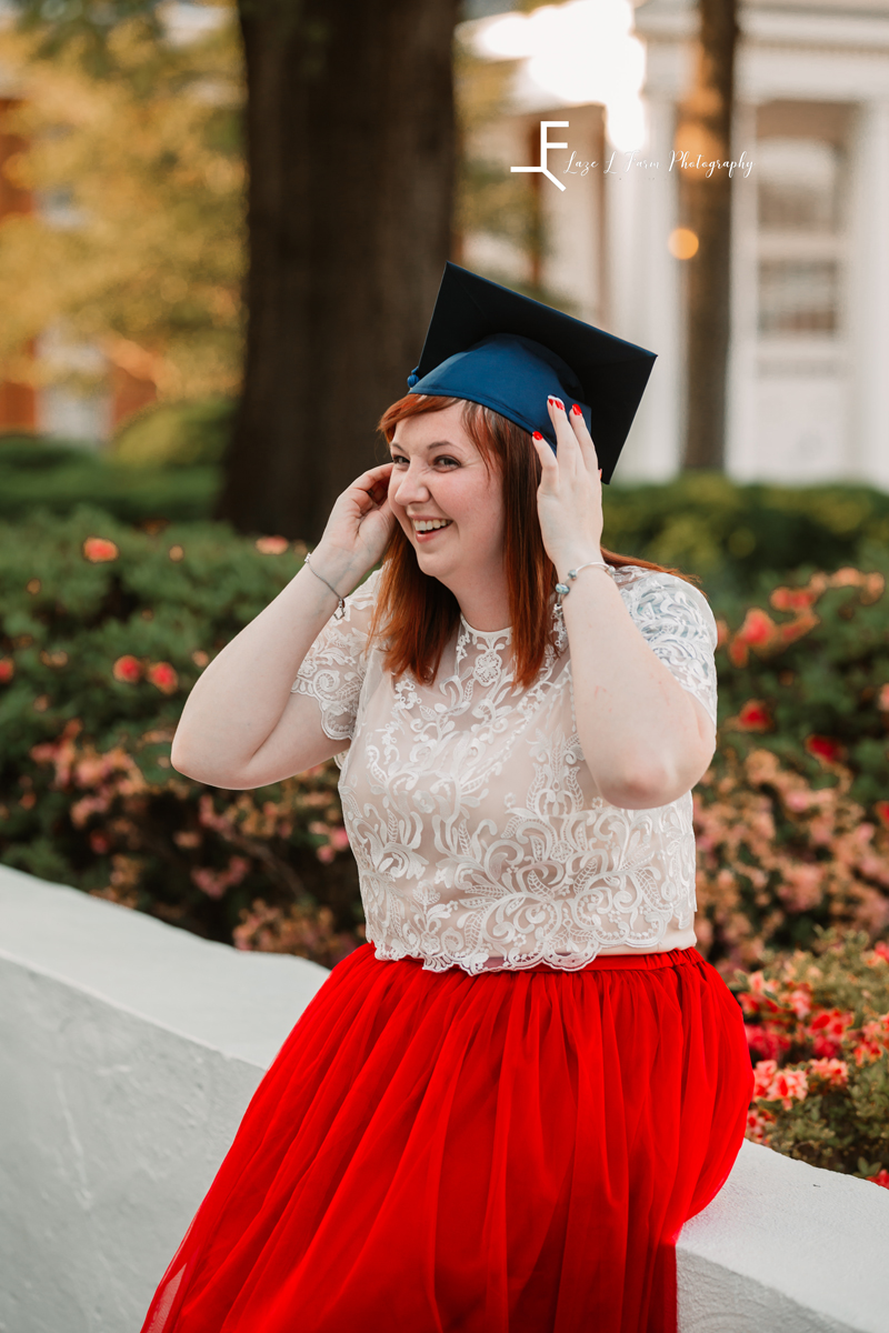 Laze L Farm Photography | Graduation Photoshoot | Statesville NC | holding her grad cap