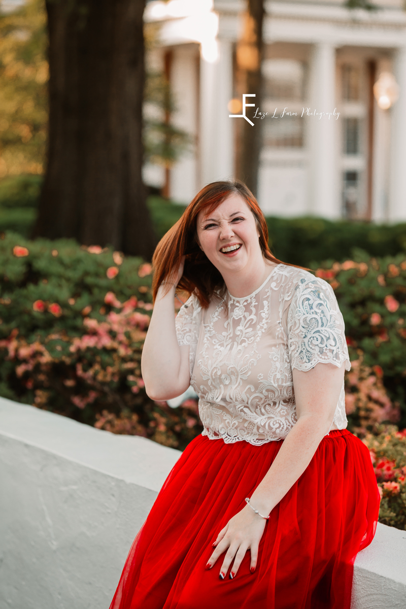 Laze L Farm Photography | Graduation Photoshoot | Statesville NC | laughing at the camera