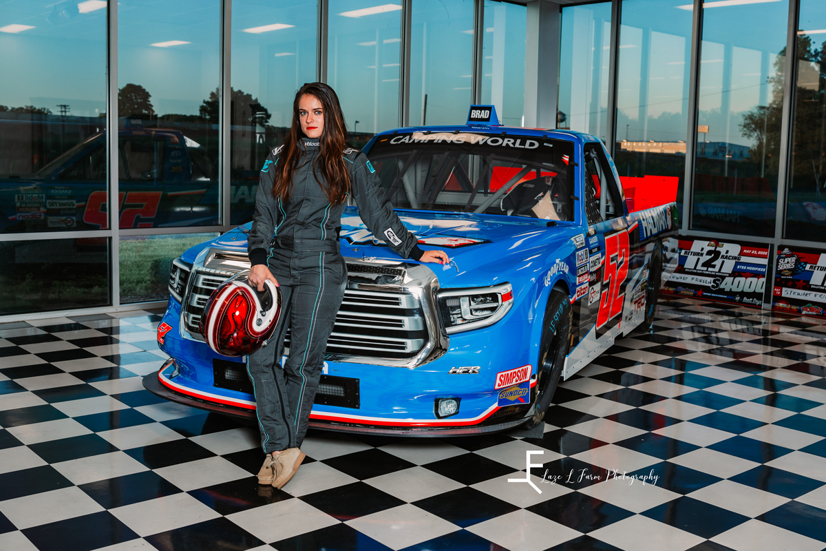 Laze L Farm Photography | NASCAR Photoshoot | Statesville NC | leaning on the hood of the car