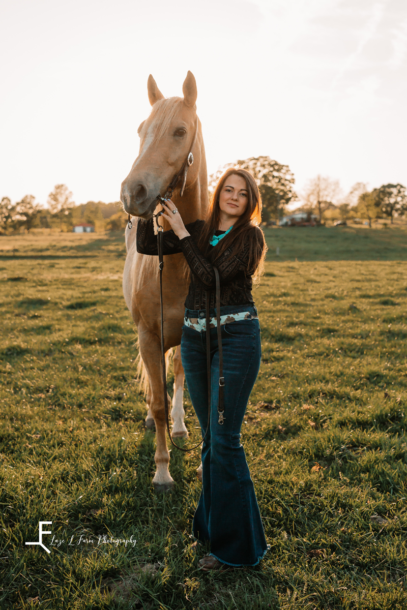 Laze L Farm Photography | Western Engagement Photoshoot | Cowpens SC | girl standing with her horse