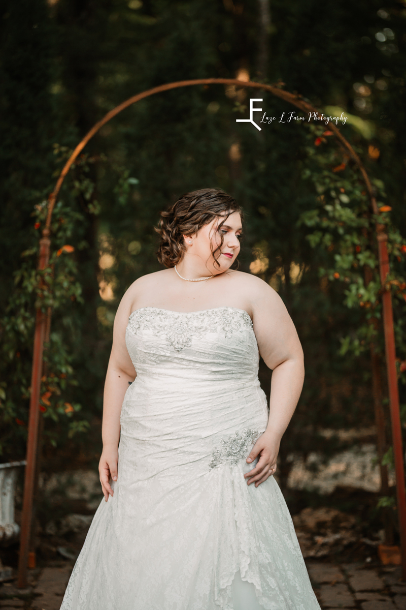 Laze L Farm Photography | Bridal Session | Amity Creek Farms - Dudley Shoals NC | close up of bride looking away