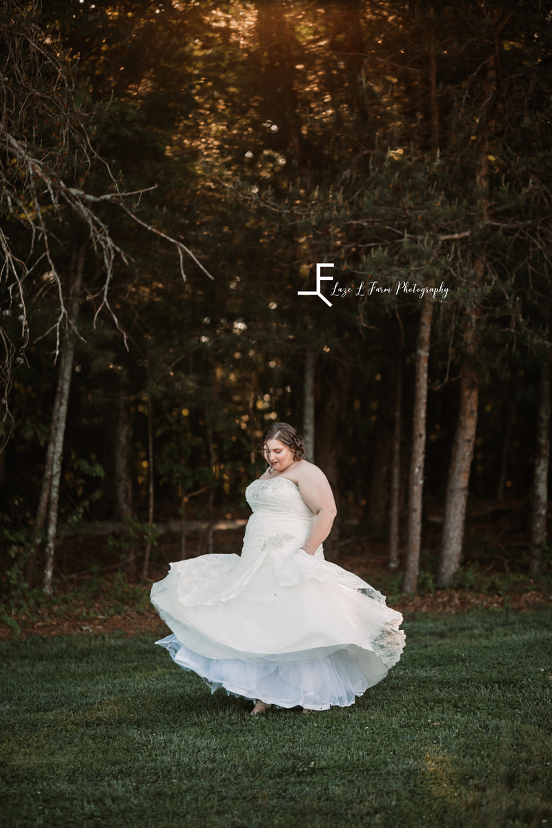 Laze L Farm Photography | Bridal Session | Amity Creek Farms - Dudley Shoals NC | twirling the dress
