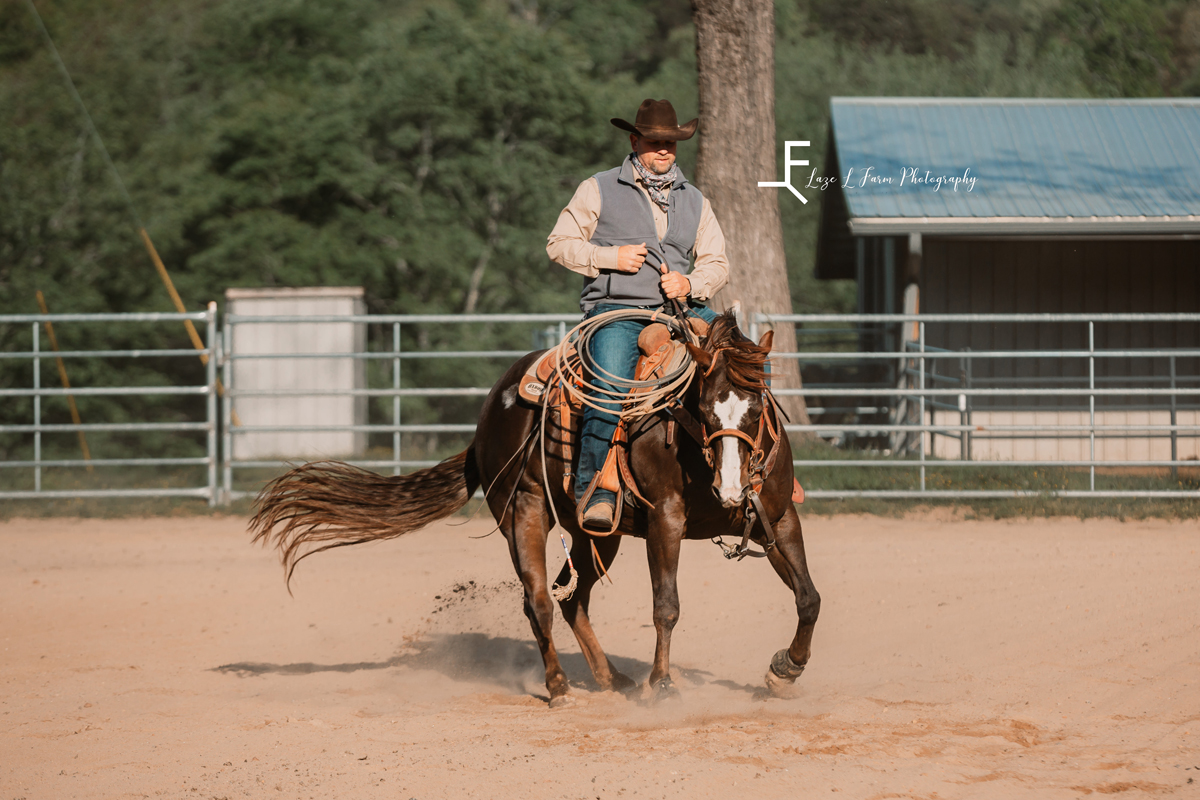 Laze L Farm Photography | Cowboy + Cowgirl Photoshoot | Dudley Shoals NC | cowboy on horse roping