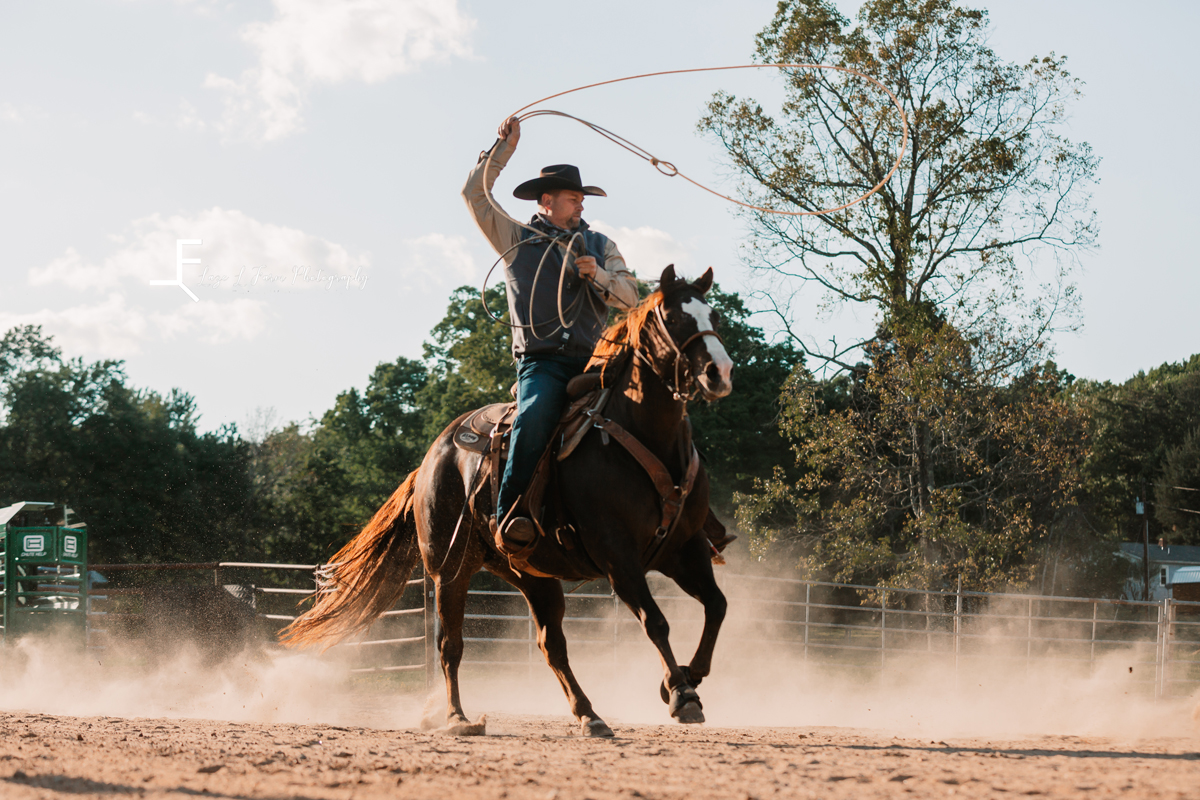 Laze L Farm Photography | Cowboy + Cowgirl Photoshoot | Dudley Shoals NC | cowboy action shot roping