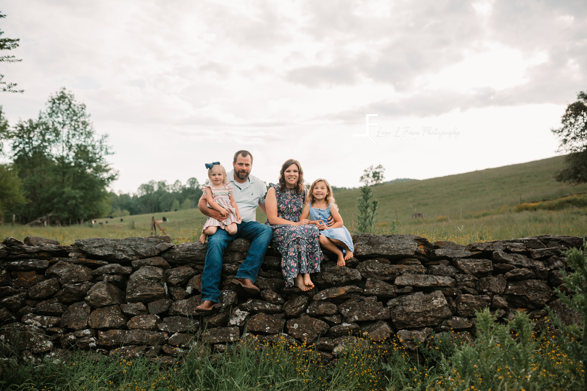 Laze L Farm Photography | Family Photographer | Taylorsville NC | family posed sitting on tree