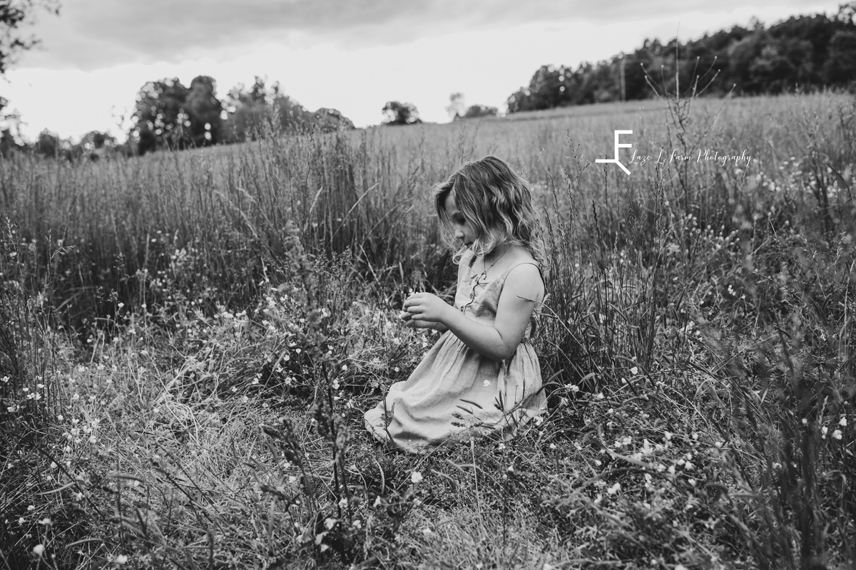Laze L Farm Photography | Family Photographer | Taylorsville NC | daughter sitting in a field