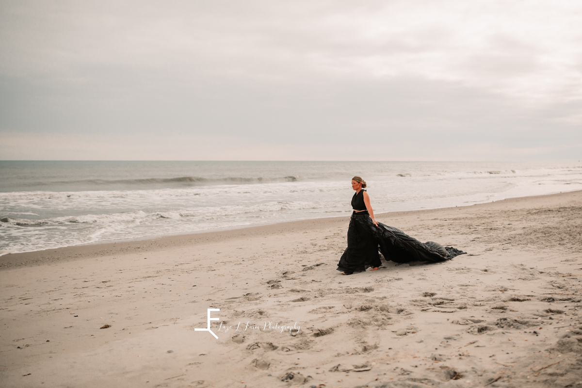 Laze L Farm Photography | Parachute Dress | Emerald Isle NC | walking along the beach