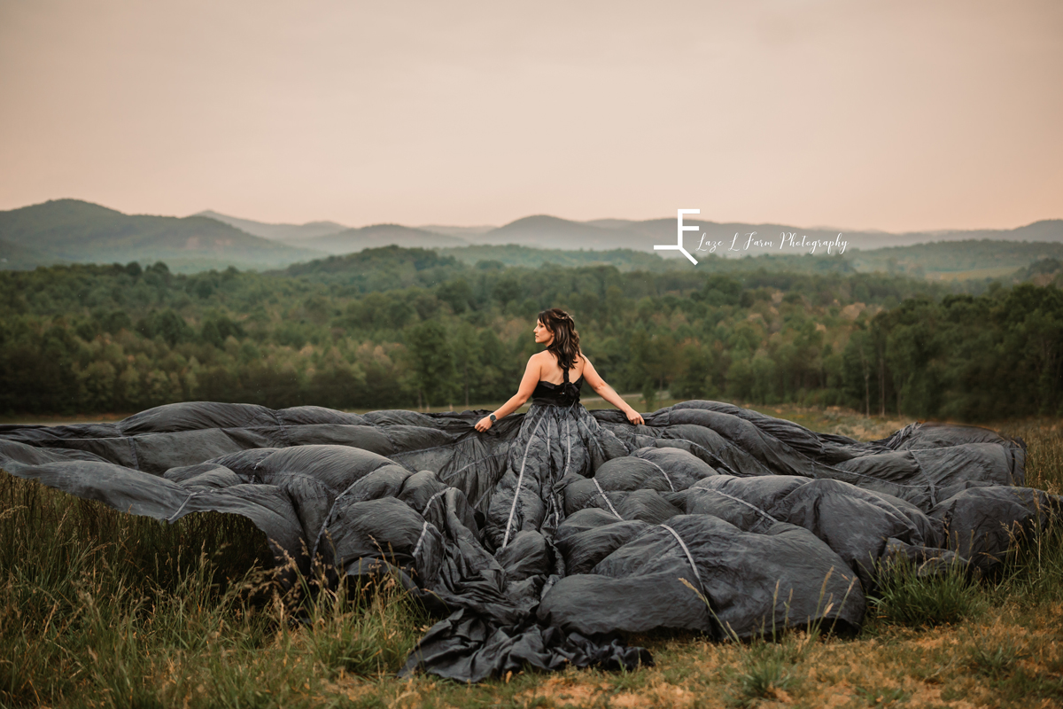 Laze L Farm Photography | Parachute Dress | Taylor Made Farms - Taylorsville NC | flowing back of the parachute dress