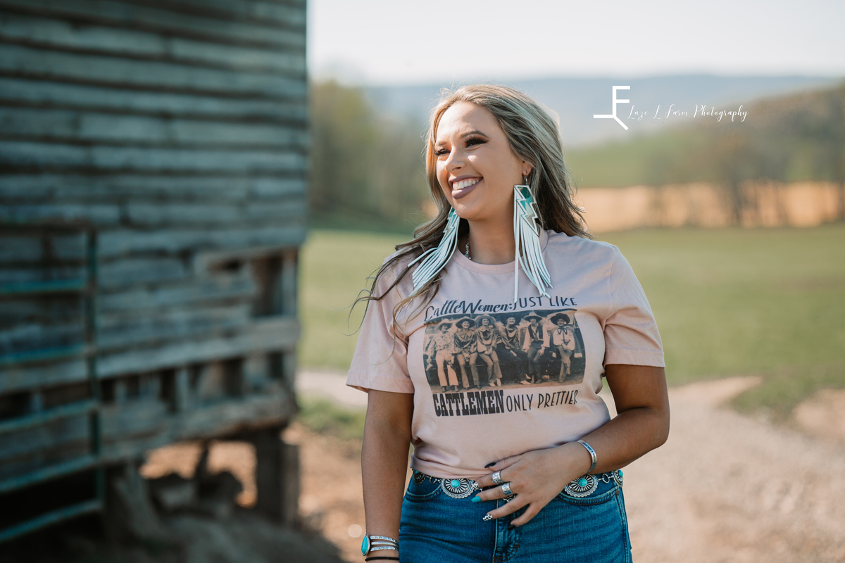 Laze L Farm Photography | Western Lifestyle Photoshoot | Wytheville Va | portrait of western cowgirl smiling