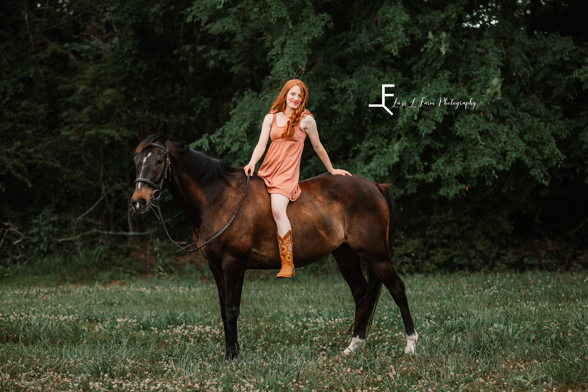 Laze L Farm Photography | Farm Session | Waxhaw NC | daughter posing on the horse