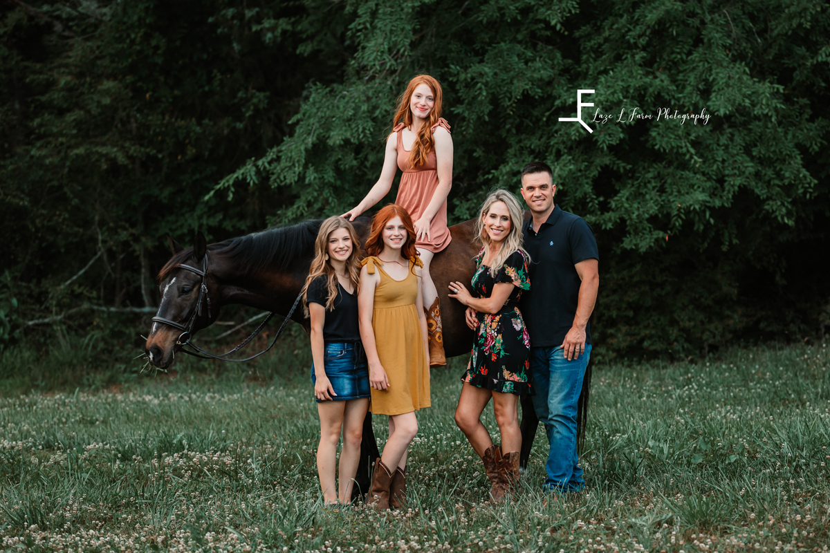 Laze L Farm Photography | Farm Session | Waxhaw NC | family photo with daughter on horse