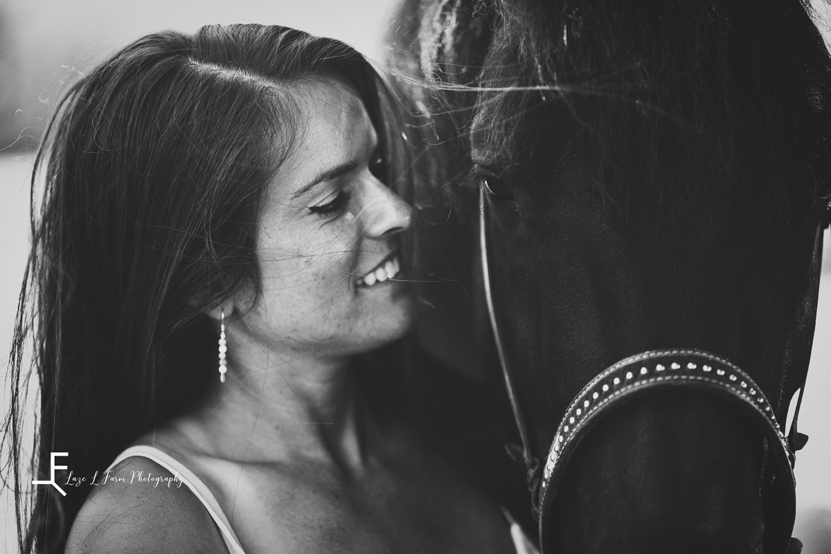 Laze L Farm Photography | Magical Equine Photoshoot | Hamptonville NC | up close danielle looking at her horse