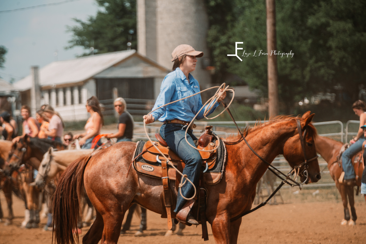 Laze L Farm Photography | Roping | Livengood Arena - Cleveland NC | side shot of cowgirl roping