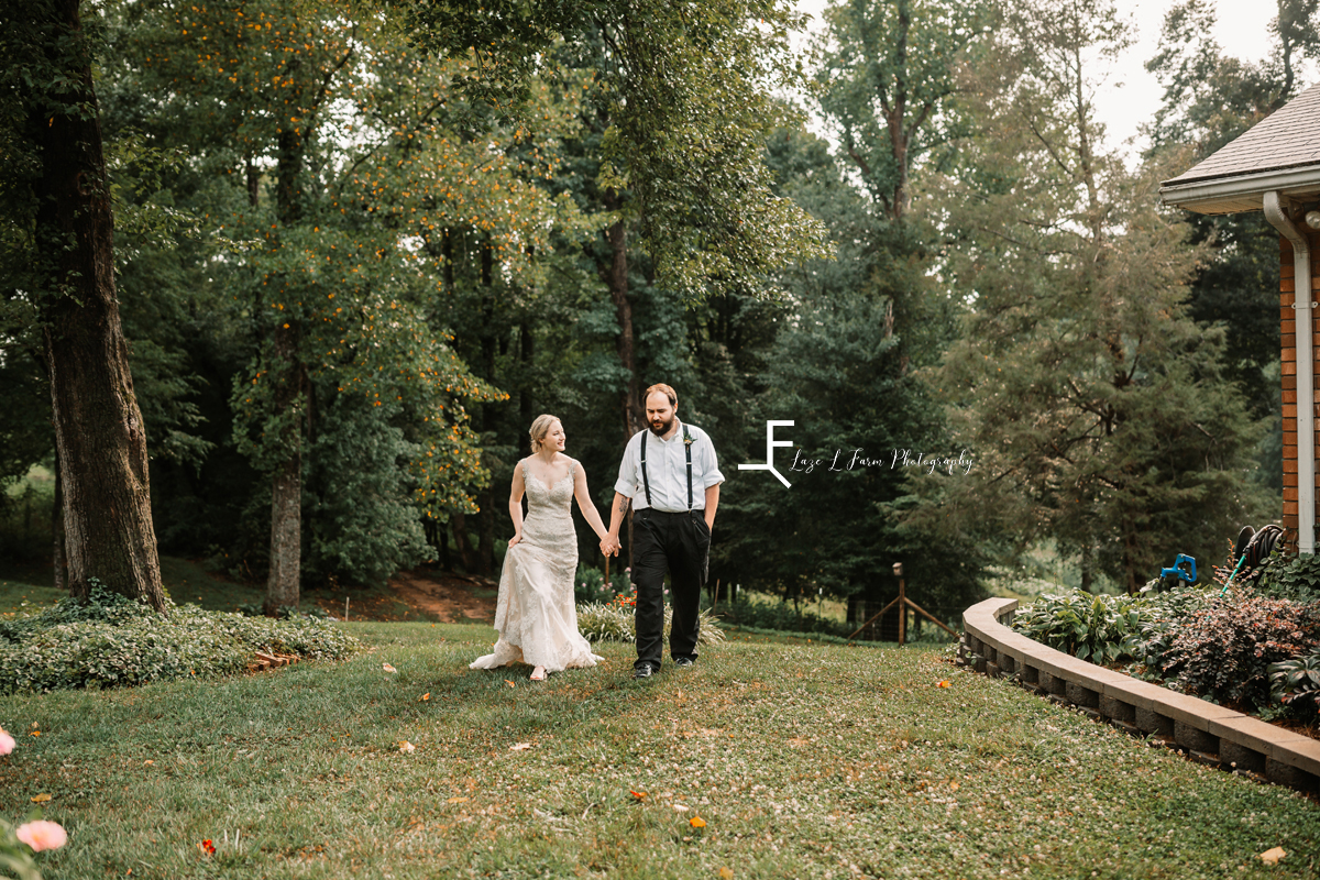 bride and groom walking