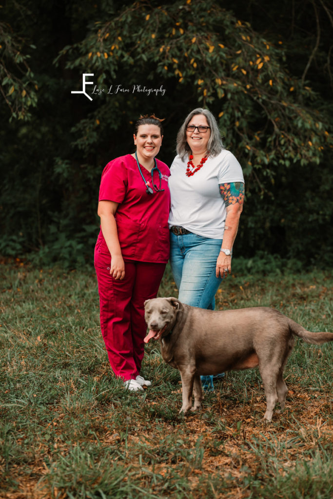 nurse with mom and dog