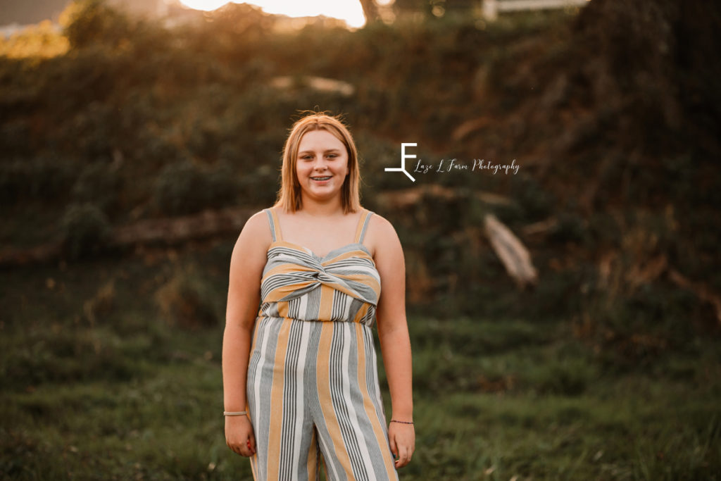 girl in striped romper