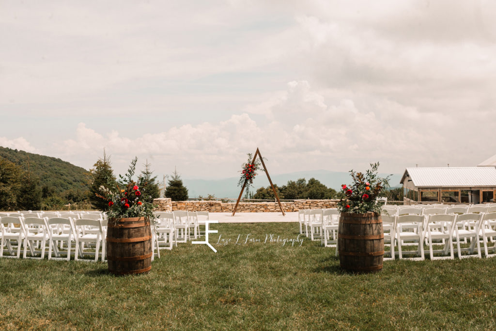 ceremony space with triangle arch