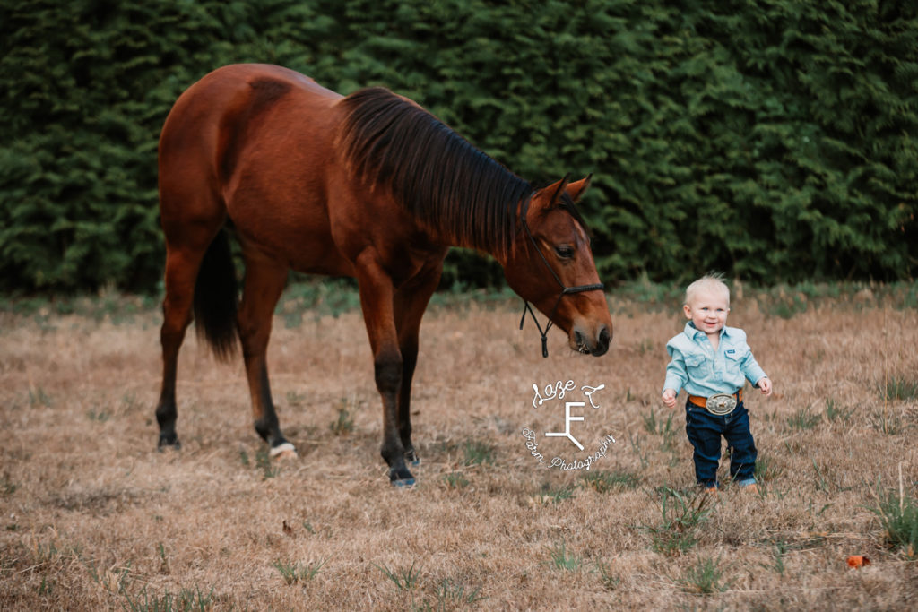 little cowboy with horse