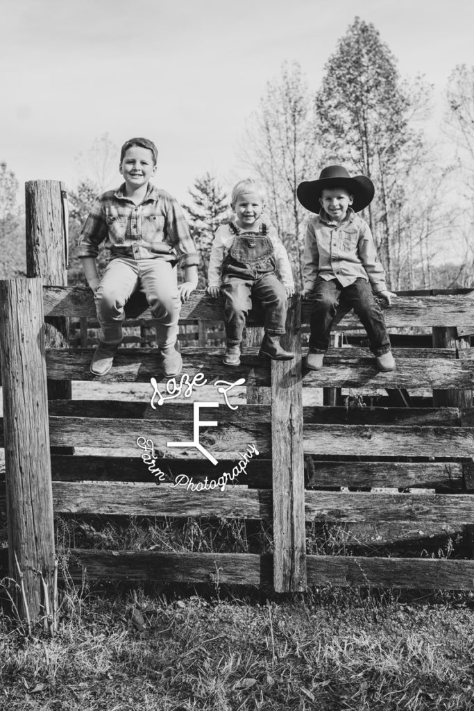 3 boys on fence post
