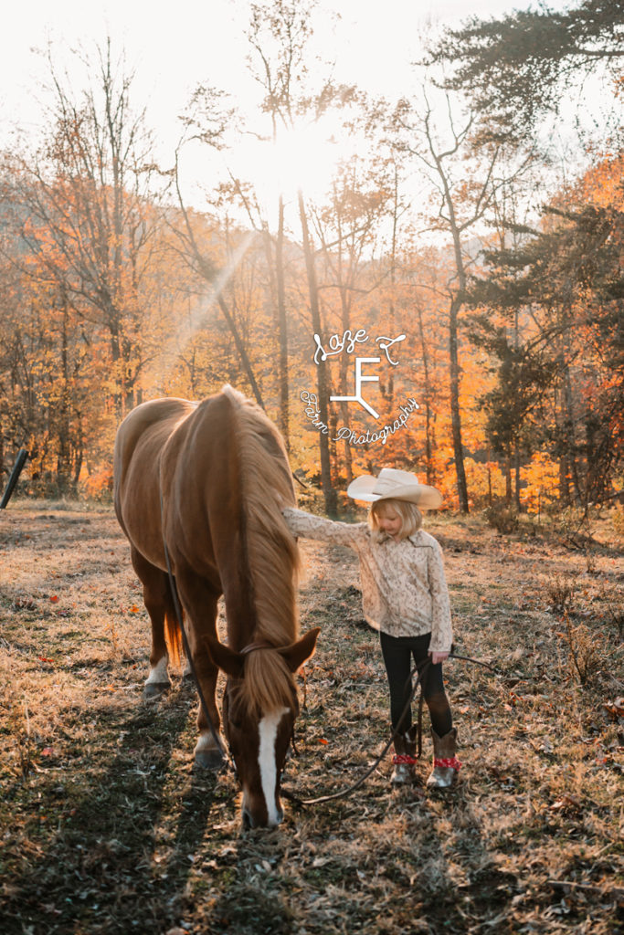little cowgirl with big horse