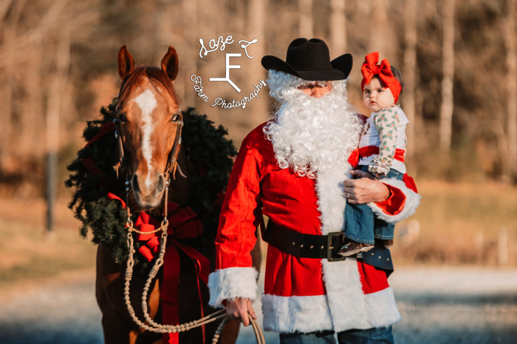 cowboy santa with horse and baby