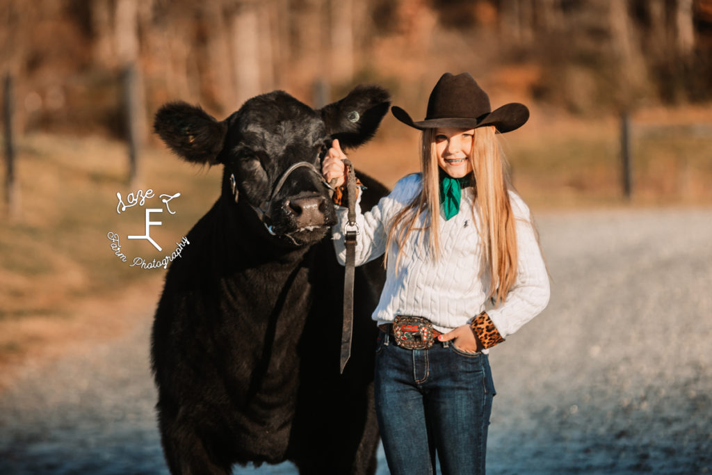 cowgirl with show steer