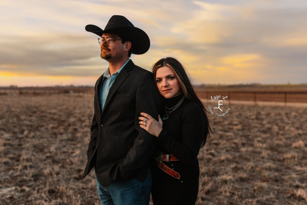 western couple at sunset