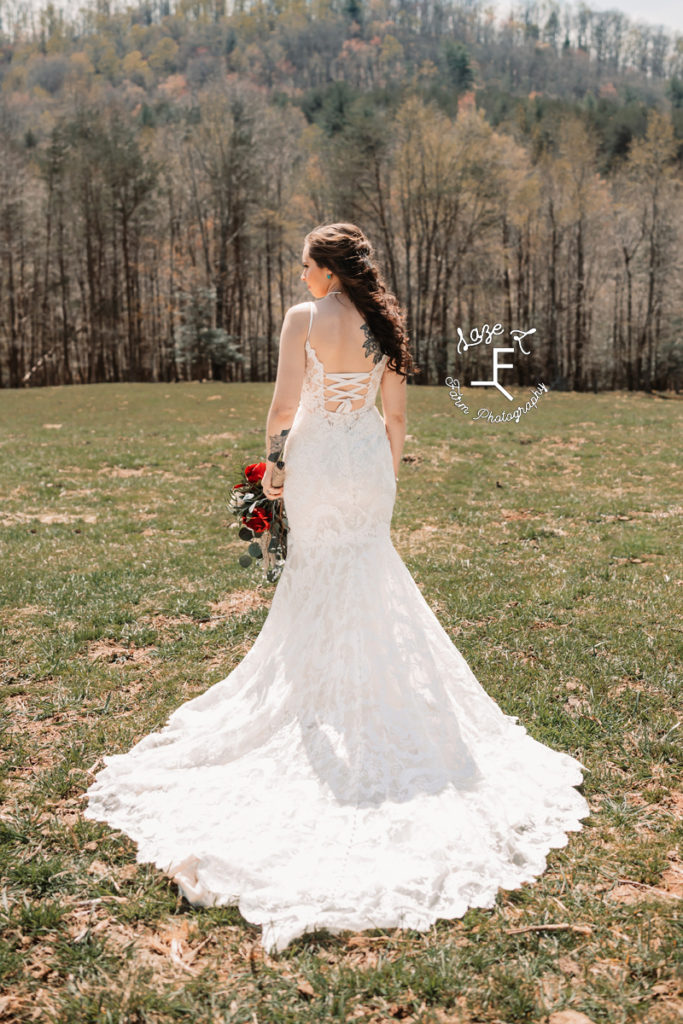 back of brides dress