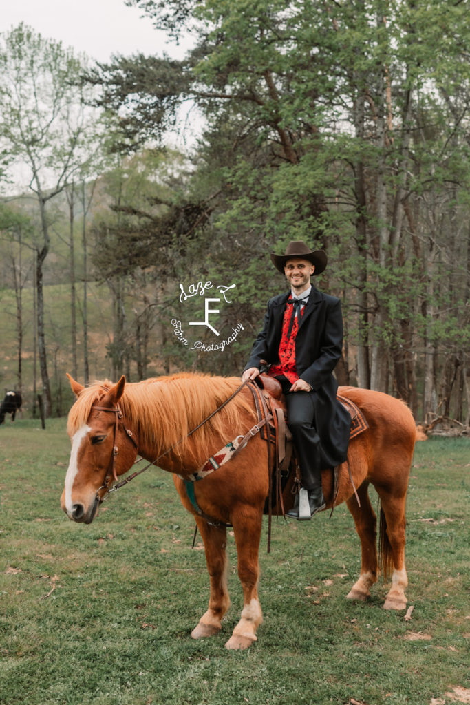 old fashioned cowboy riding a horse