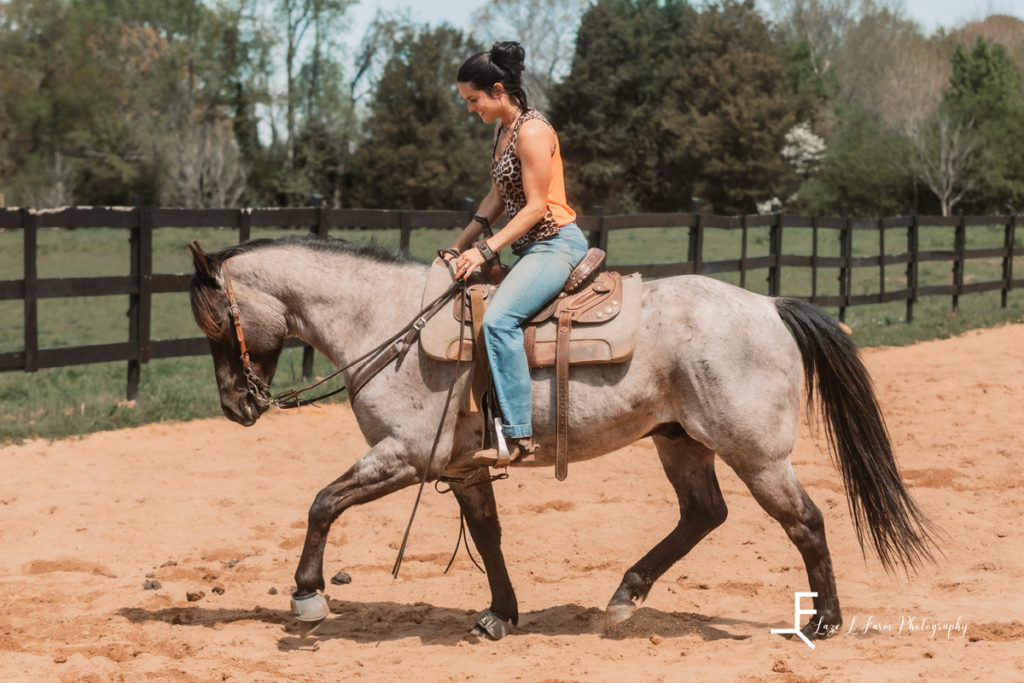 ridder on blue roan practicing