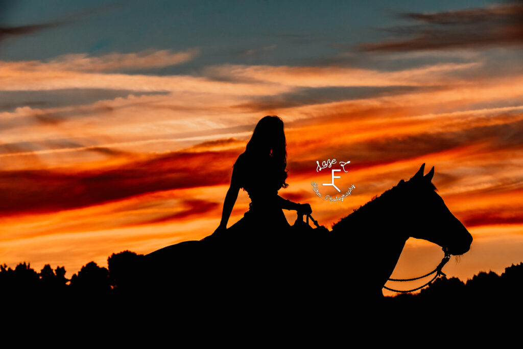 cowgirl silhouette against sunset