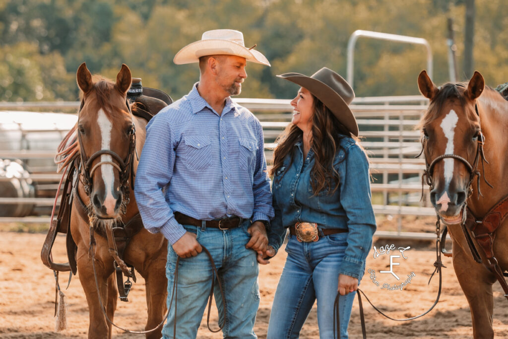 husband and wife with their horses