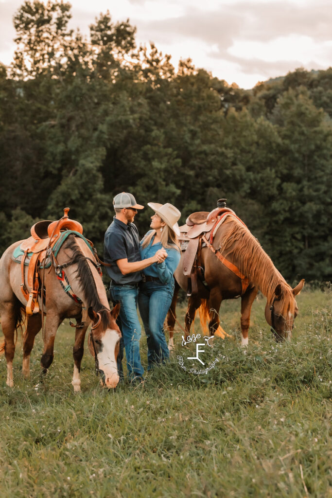 husband and wife two stepping between their horses