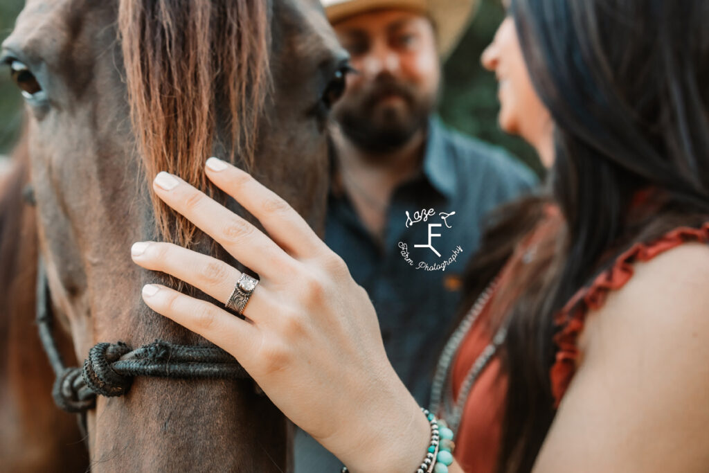 ring in focus on horses face