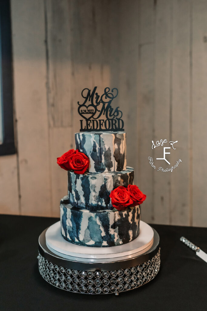 black and red wedding cake