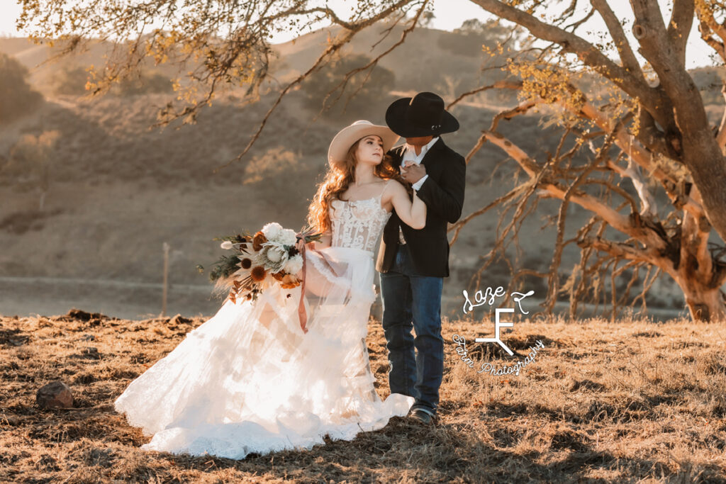 western bride and groom